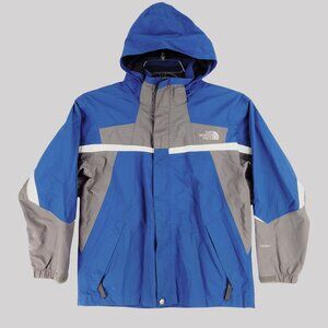 The North Face Hyvent Waterproof Hooded Jacket Blue/Grey Boys  L